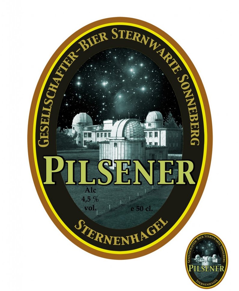 Sternwarte Sonneberg ist auf Pilsener Bier Etikette zu sehen