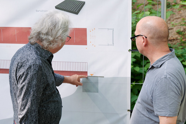 Hans Schürings and Uwe Hillekamp in the planning discussion "A Garden with Bridges" in Mönchengladbach